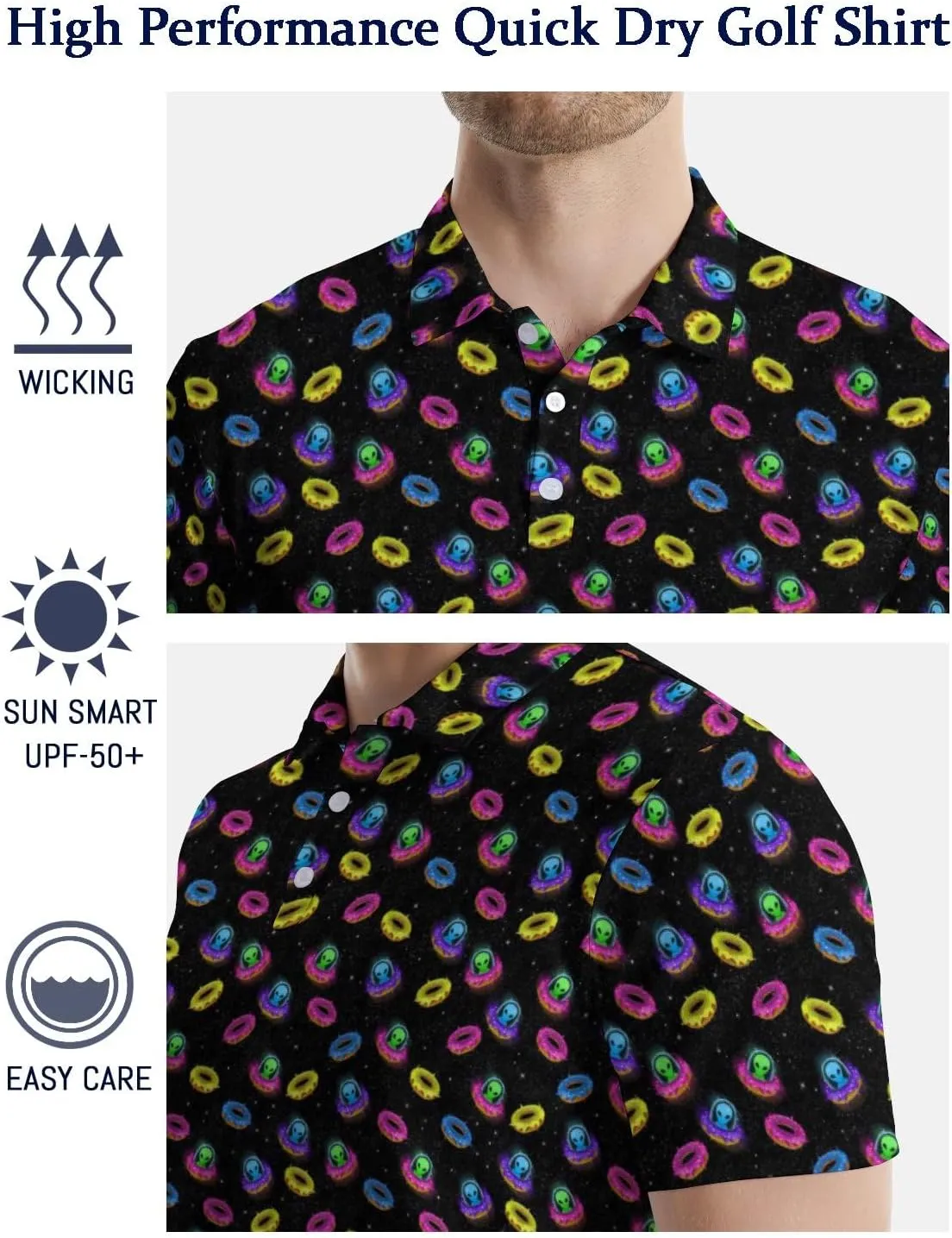 Funny Golf Shirts for Men Golf Short Sleeve Shirts Funny Polo Shirts Moisture Wicking Quick-Dry Collared Shirt