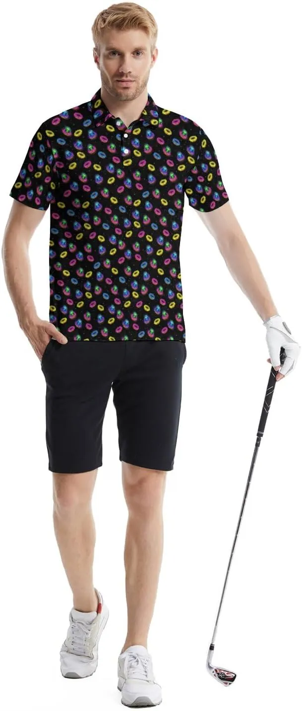 Funny Golf Shirts for Men Golf Short Sleeve Shirts Funny Polo Shirts Moisture Wicking Quick-Dry Collared Shirt