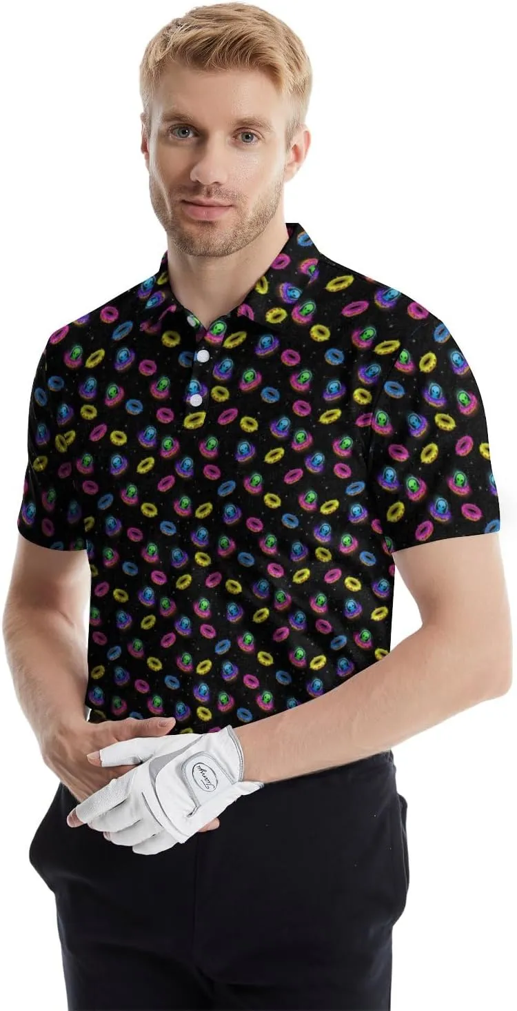 Funny Golf Shirts for Men Golf Short Sleeve Shirts Funny Polo Shirts Moisture Wicking Quick-Dry Collared Shirt