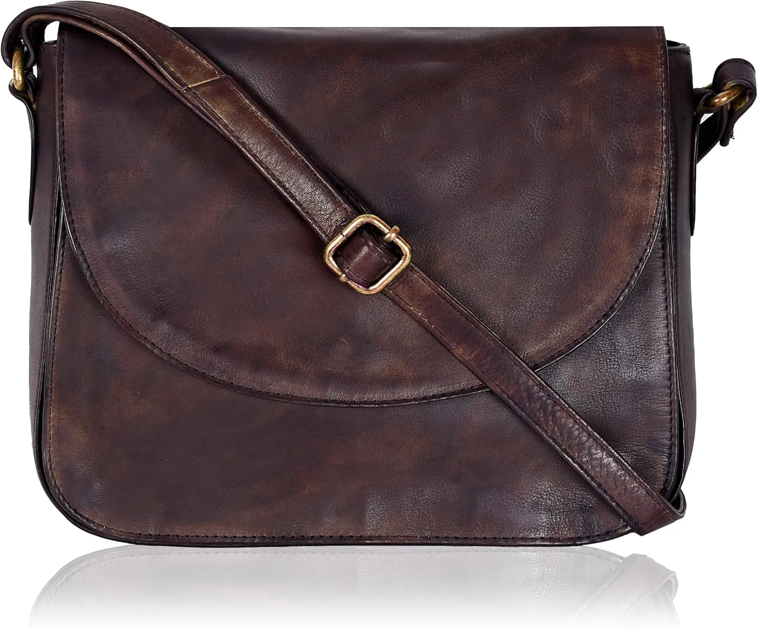 Genuine Leather Shoulder Crossbody Purse For Women with Adjustable Strap, Mobile Pocket & Outside & Inside Zipper