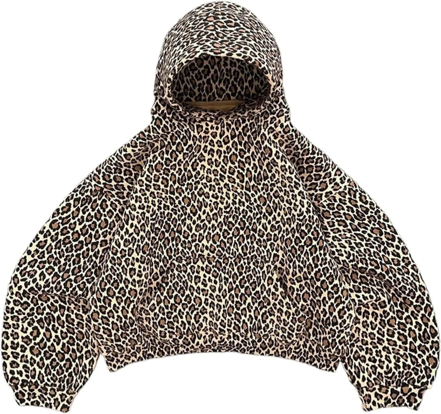 GGOOB Oversized Leopard Print Hoodie Y2k Cheetah Graphic Pullover Hooded Sweatshirt 2000s Streetwear
