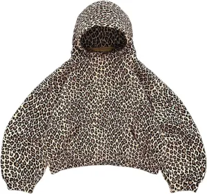 GGOOB Oversized Leopard Print Hoodie Y2k Cheetah Graphic Pullover Hooded Sweatshirt 2000s Streetwear