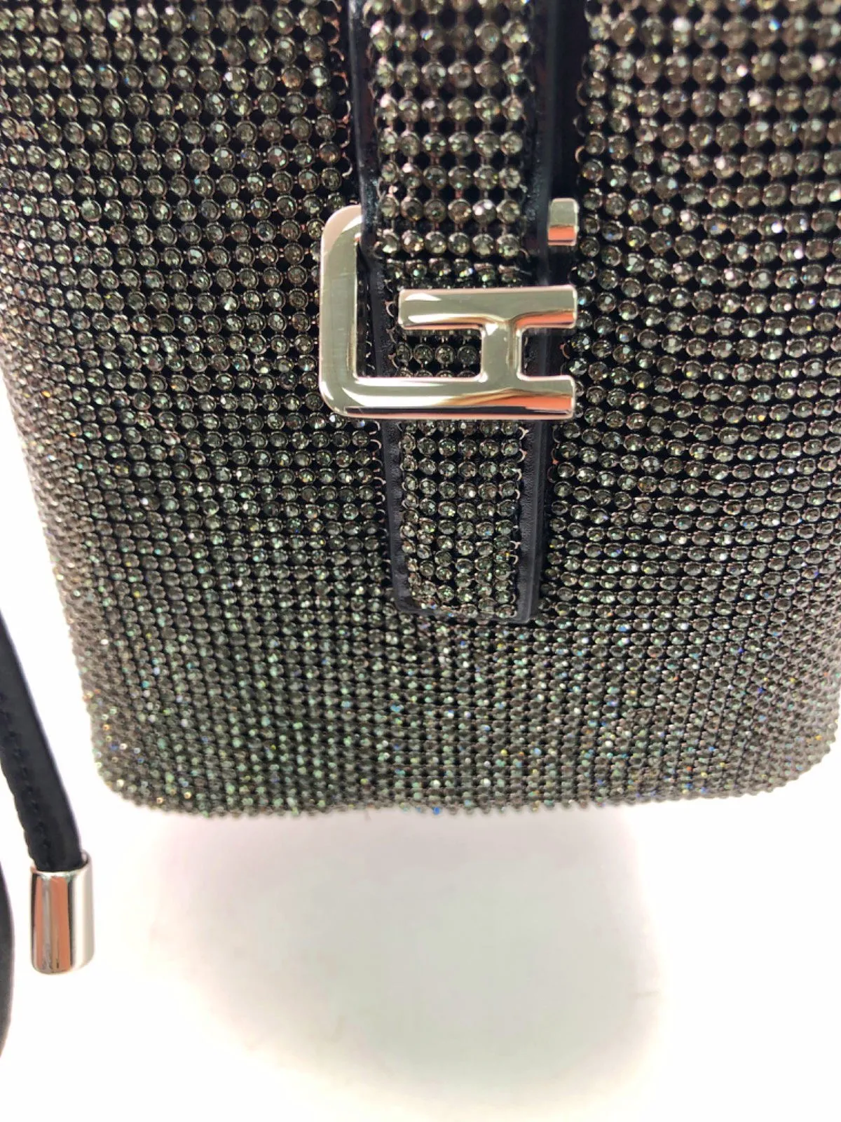 GIARIT Black Crystal Embellished Le Caree Box Bag