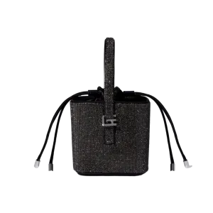 GIARIT Black Crystal Embellished Le Caree Box Bag