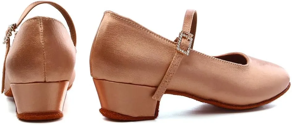 Girls Ballroom Dance Shoes Low Heel Closed Toe Latin Salsa Dance Sandals for Toddler Girls Youth Kids