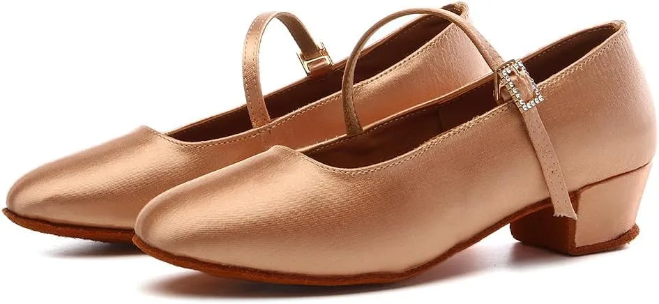 Girls Ballroom Dance Shoes Low Heel Closed Toe Latin Salsa Dance Sandals for Toddler Girls Youth Kids