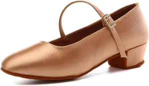 Girls Ballroom Dance Shoes Low Heel Closed Toe Latin Salsa Dance Sandals for Toddler Girls Youth Kids