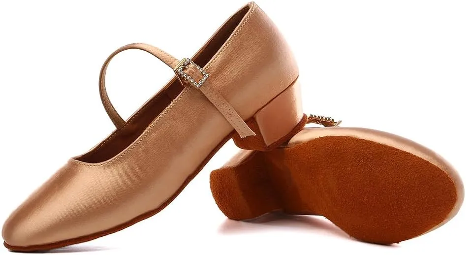Girls Ballroom Dance Shoes Low Heel Closed Toe Latin Salsa Dance Sandals for Toddler Girls Youth Kids