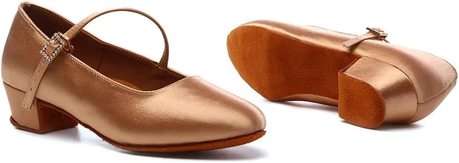 Girls Ballroom Dance Shoes Low Heel Closed Toe Latin Salsa Dance Sandals for Toddler Girls Youth Kids