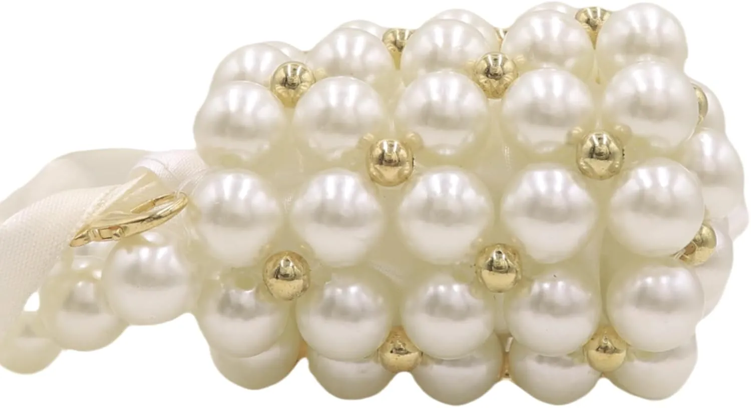 Girls Mini Pearl Purse Clutch Women Beaded Shoulder Bucket Handbag White Pearl Decoration Evening Bags with Inner Bag,4#
