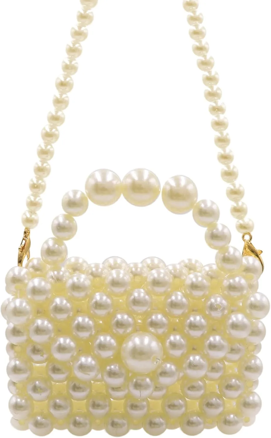 Girls Mini Pearl Purse Shoulder Clutch Evening Beaded Handbag for Women Party Wedding,Pearls Flap Handle Message Bag 1#