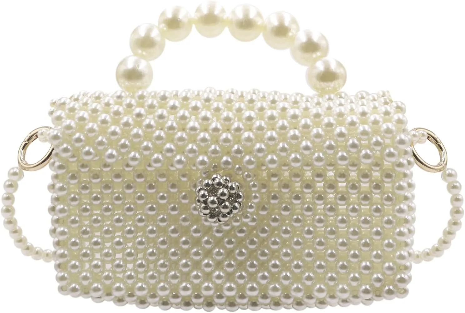 Girls Pearl Purse Small Pearl Beaded Shoulder Bag for Women Lady Beaded Clutch Evening Bag Wedding,Flap Message Bag