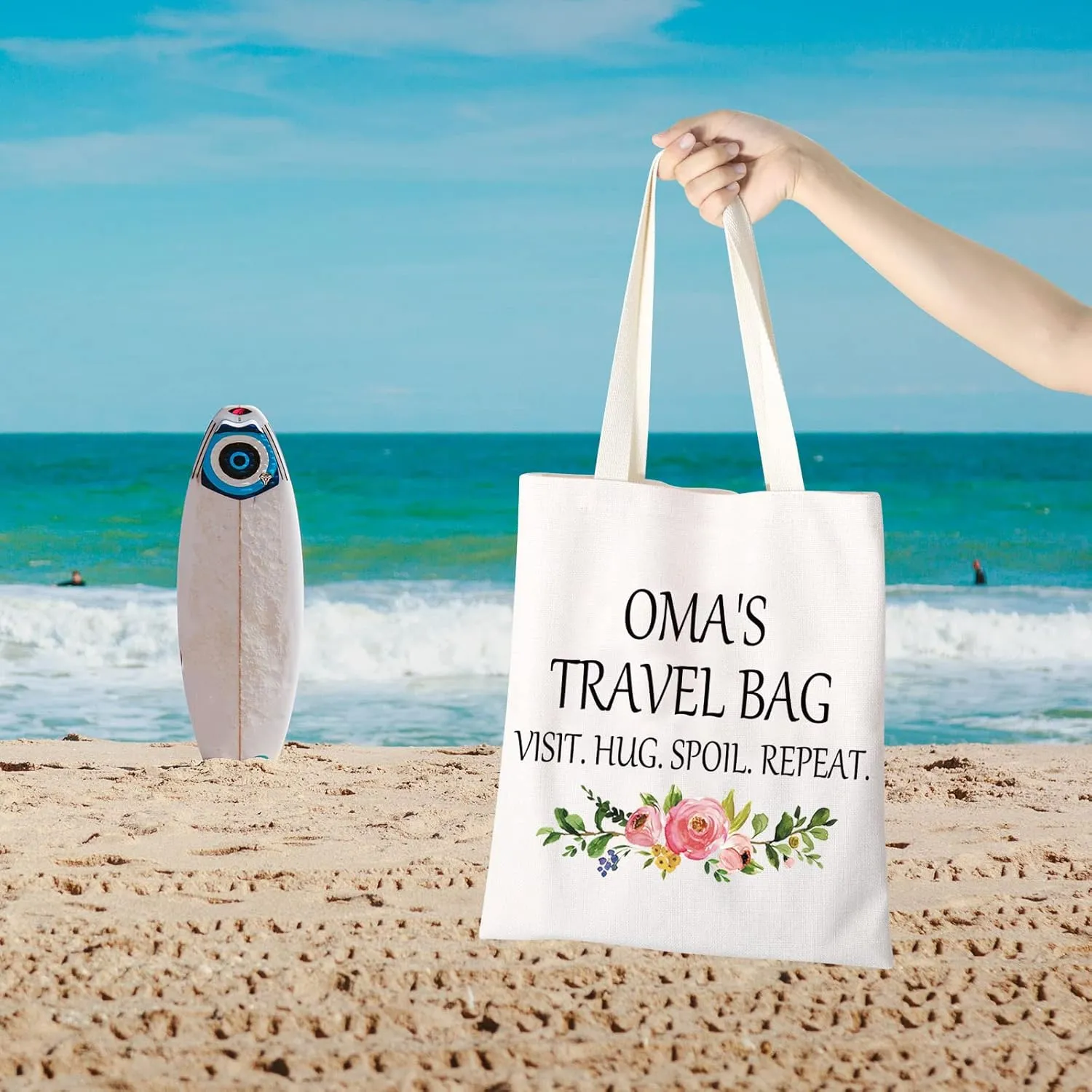 GJTIM Oma Gift Grandma Makeup Bag Birthday Gift Oma Mother's Day Travel Bag from Grandchildren (Oma's Travel Tote)