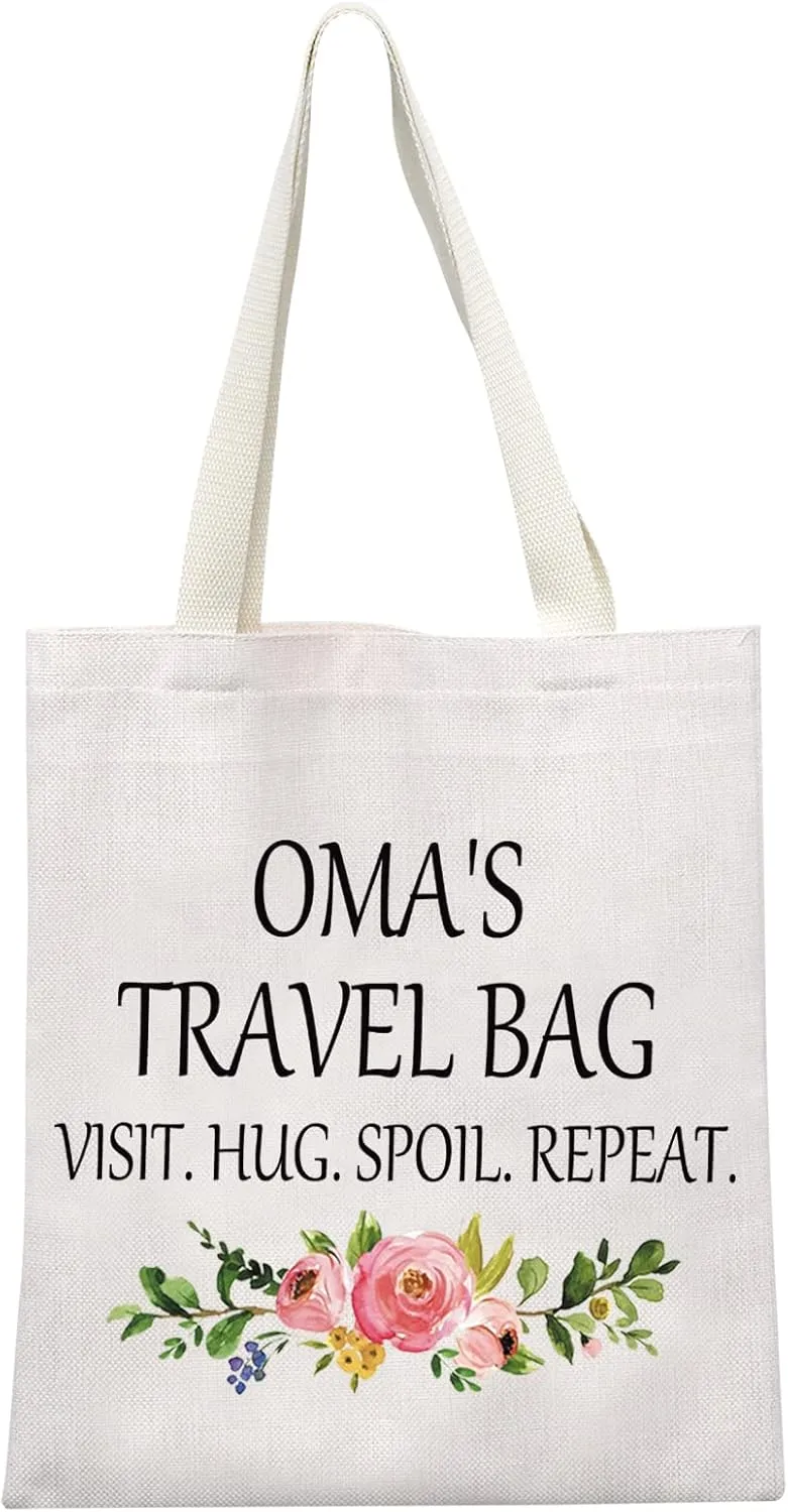 GJTIM Oma Gift Grandma Makeup Bag Birthday Gift Oma Mother's Day Travel Bag from Grandchildren (Oma's Travel Tote)