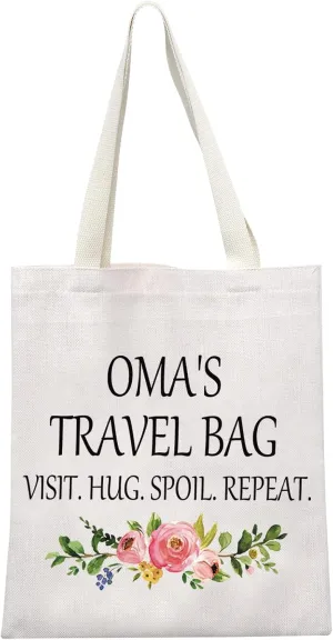 GJTIM Oma Gift Grandma Makeup Bag Birthday Gift Oma Mother's Day Travel Bag from Grandchildren (Oma's Travel Tote)