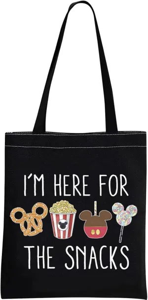GJTIM Snacks Lover Gift Family Vacation Gift Snacks Travel Bag Im Here For The Snacks Makeup Bag (For The Snacks ToteBlack)