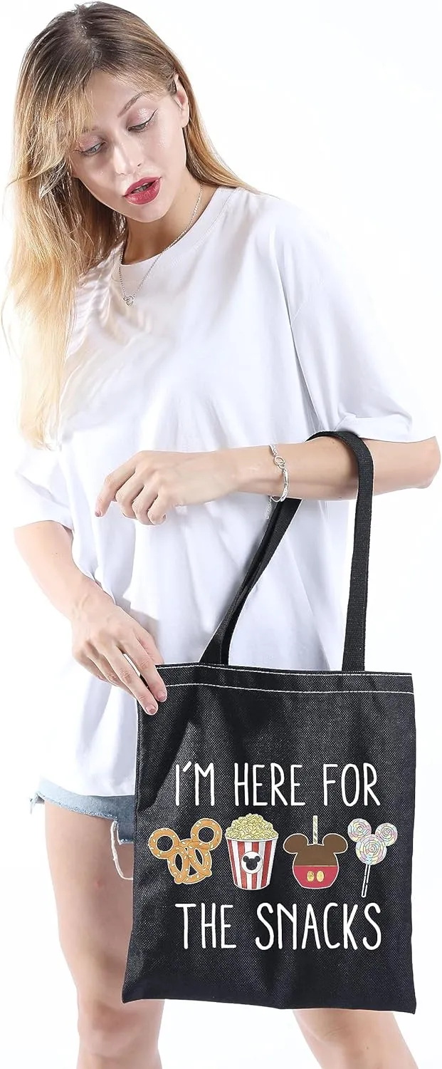 GJTIM Snacks Lover Gift Family Vacation Gift Snacks Travel Bag Im Here For The Snacks Makeup Bag (For The Snacks ToteBlack)