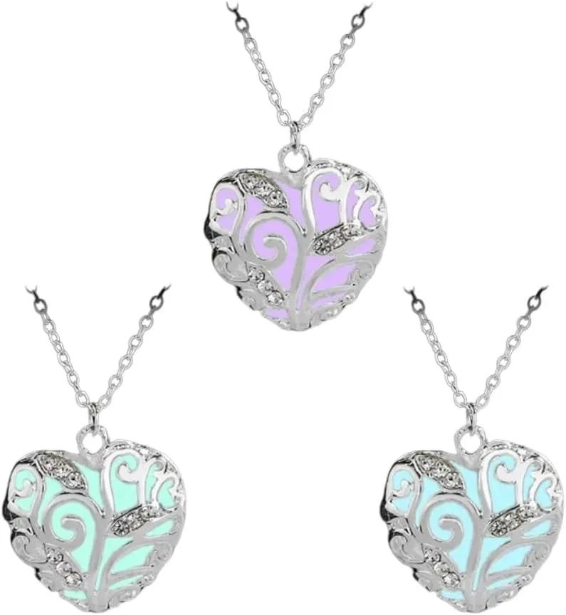 Glow In The Dark Necklace Woman Luminous Magical Fairy Crystal Necklace Pendant Fluorescent Jewelry Women Blue Green Purper Light VHM6592