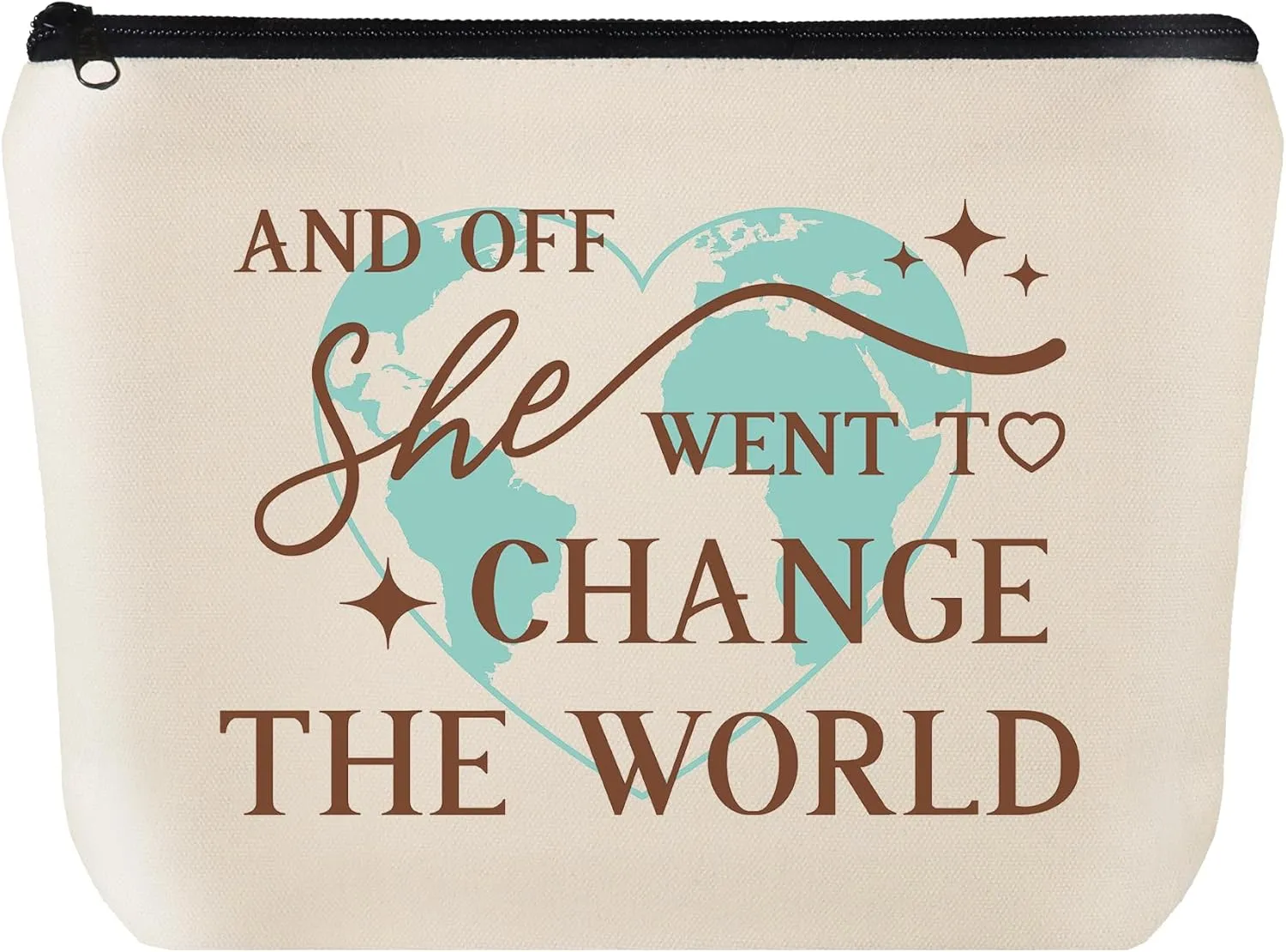 Graduation Gifts for Her Makeup Bag Travel Cosmetic Bag And Off She Went to Change the World Graduation Gift for Daughter Granddaughter Farewell gifts for Coworkers Friends01