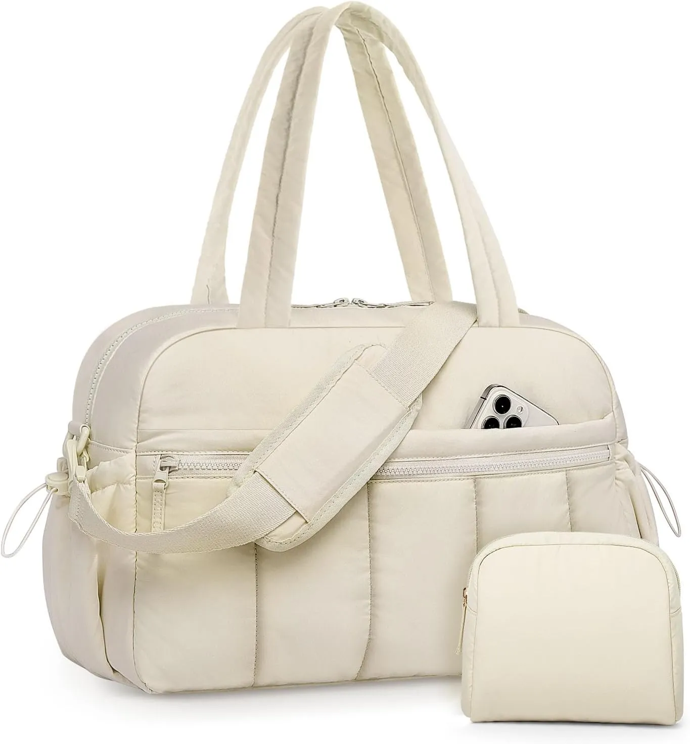 Gym Bag Women Duffle Bag - Travel Bag with Wet Pocket Carry on Weekender Bags for Women Water Resistant Travel Tote Bag Duffel Bag for Workout Sports Hospital Beige