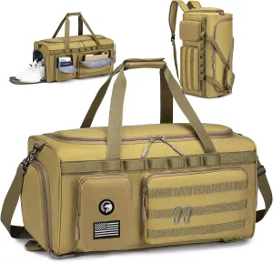 Gym Bags for Men Tactical Duffle Bag Sports Travel Bag Gym Weekender Overnight Backpack with Shoe Compartment and Wet Pocket 3 In 1 Tactical Military Backpack