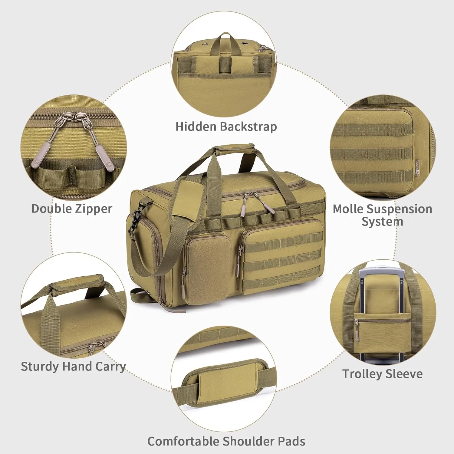 Gym Bags for Men Tactical Duffle Bag Sports Travel Bag Gym Weekender Overnight Backpack with Shoe Compartment and Wet Pocket 3 In 1 Tactical Military Backpack