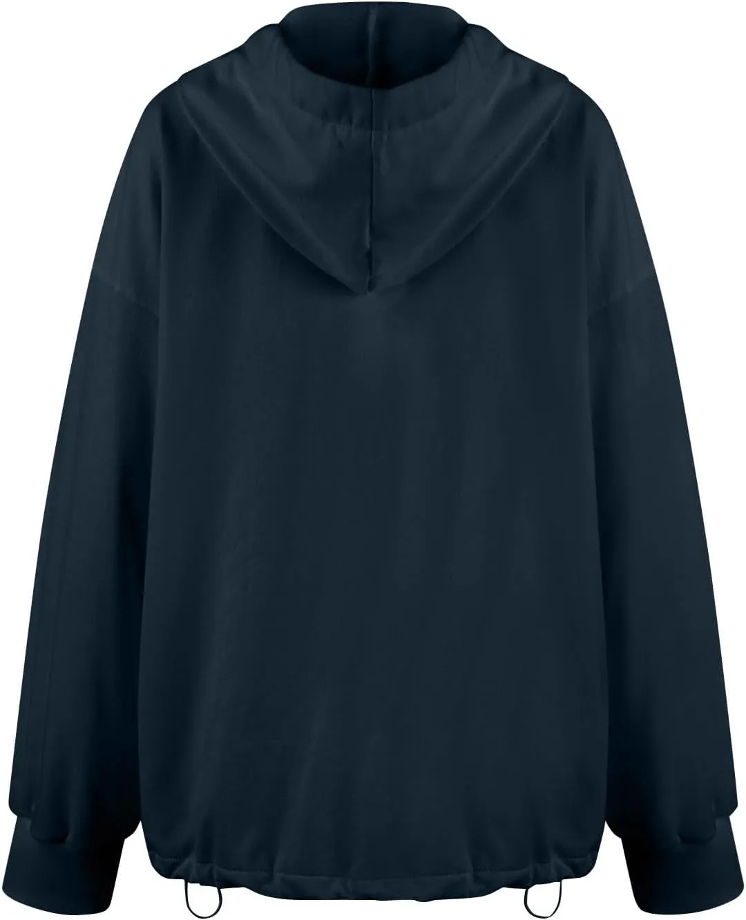 Half Zip Pullover Women Casual Long Sleeve Lapel Hooded Sweatshirt Cute Hoodies with Adjustable Drawstring Bottom