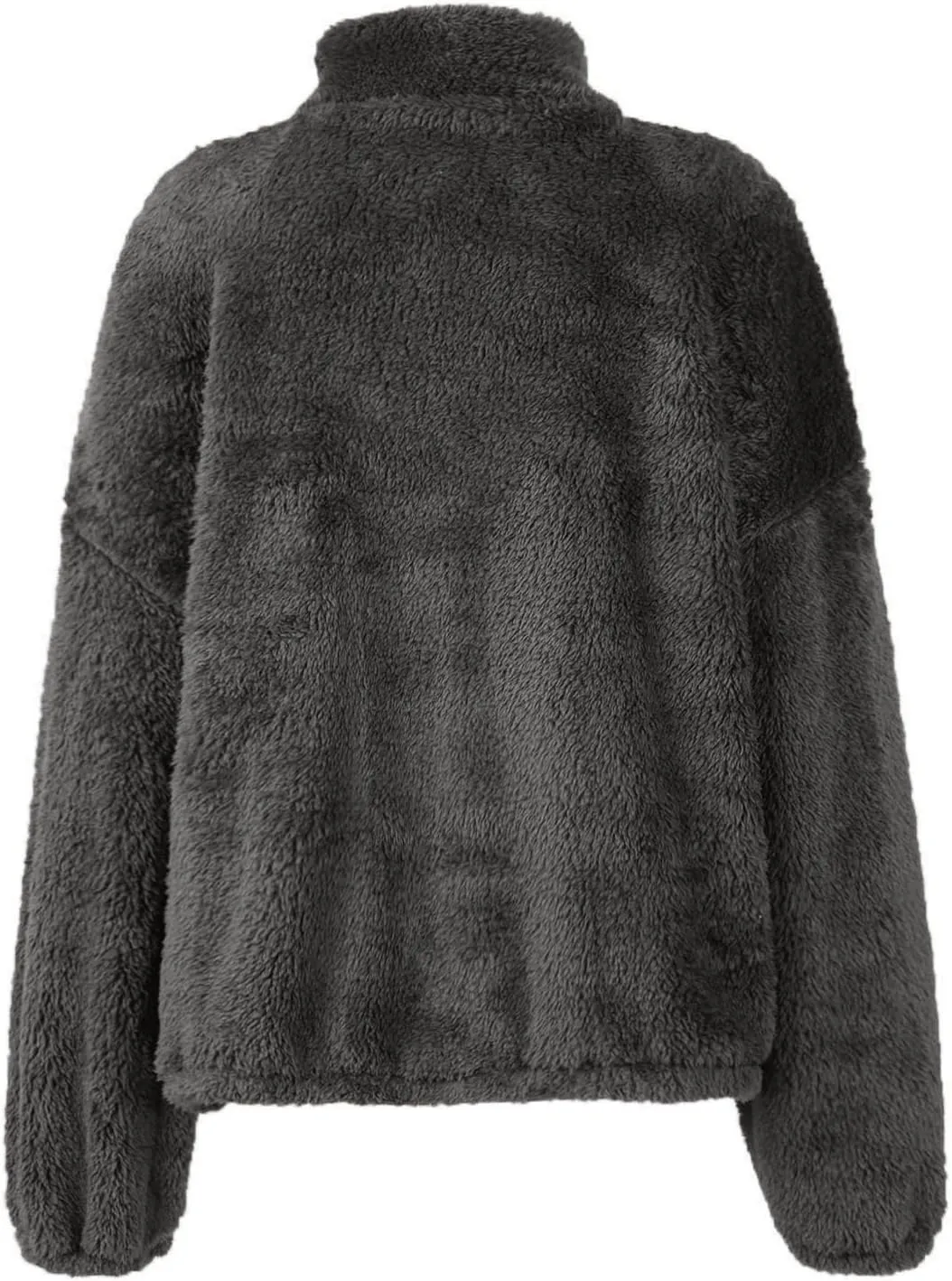 Half Zip Sweatshirt Women Fuzzy Pullover Fleece Sweatshirts Loose Fit Zipper Faux Fur Warm Clothes Winter Tops