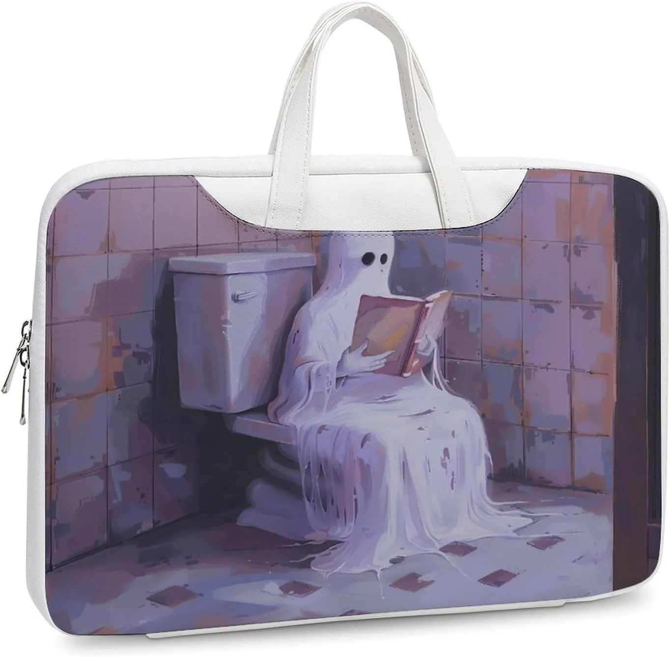 Halloween Ghost on Toilet Laptop Tote Bag Waterproof Computer Carrying Case Business Office Briefcase