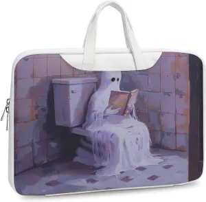 Halloween Ghost on Toilet Laptop Tote Bag Waterproof Computer Carrying Case Business Office Briefcase