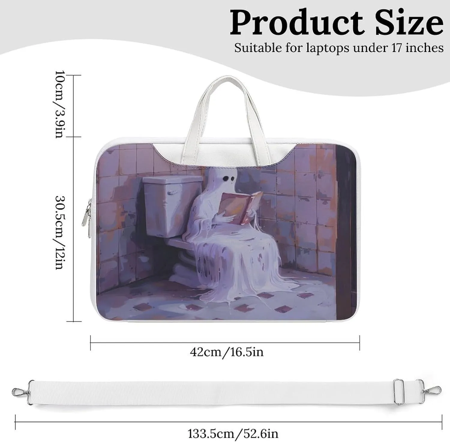 Halloween Ghost on Toilet Laptop Tote Bag Waterproof Computer Carrying Case Business Office Briefcase