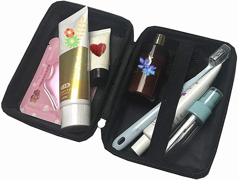 Hard Shell Zippered Makeup Toiletry Bag Durable Shock-Resistant Women Cosmatic Case Waterproof Storage Outdoors Men Business Travel Portable Washing Bag (black)