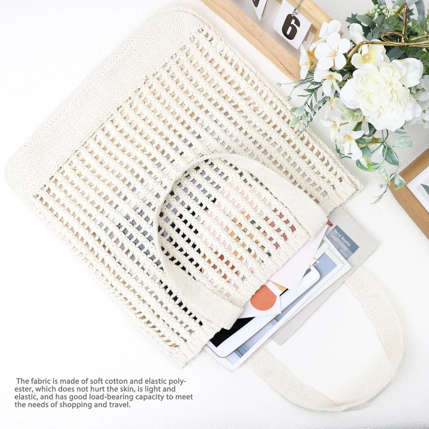 hatisan Crochet Bags for Women - Summer Beach Tote, Aesthetic Hippie Knit Bag
