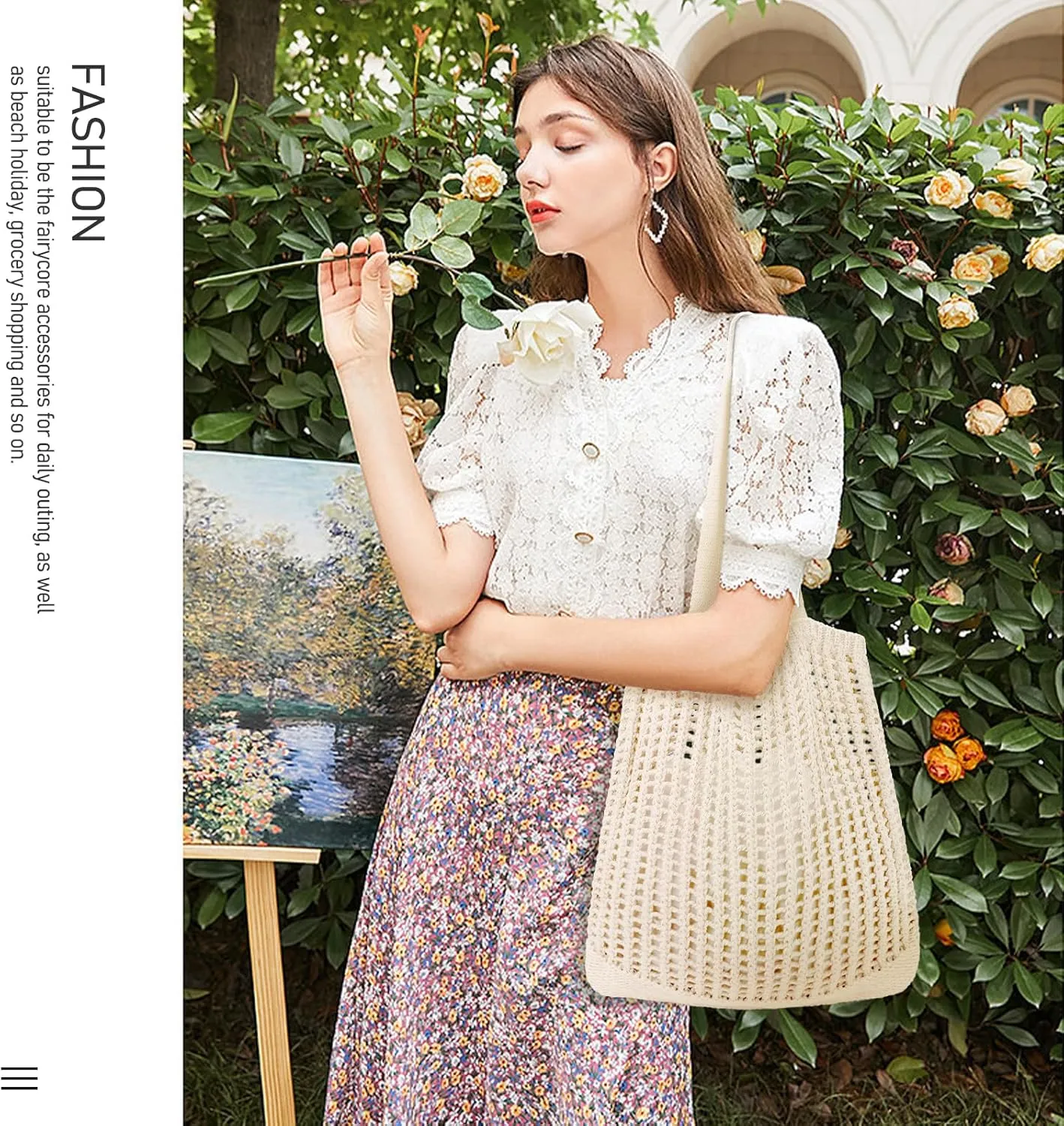 hatisan Crochet Bags for Women - Summer Beach Tote, Aesthetic Hippie Knit Bag