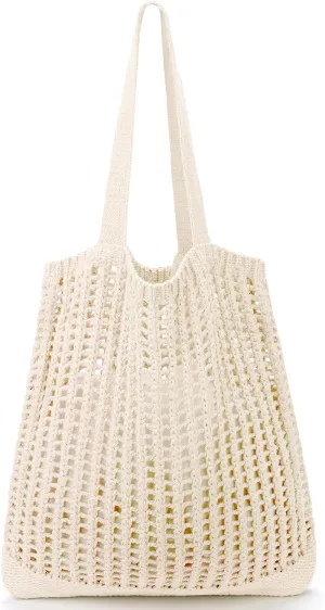 hatisan Crochet Bags for Women - Summer Beach Tote, Aesthetic Hippie Knit Bag