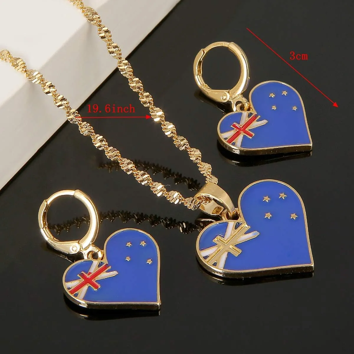 Heart Enamel Australia Pendant Necklaces Jewellery Gold Color Jewelry Australia Flag Jewelry