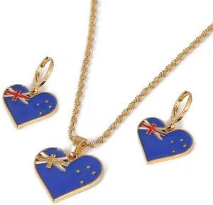 Heart Enamel Australia Pendant Necklaces Jewellery Gold Color Jewelry Australia Flag Jewelry