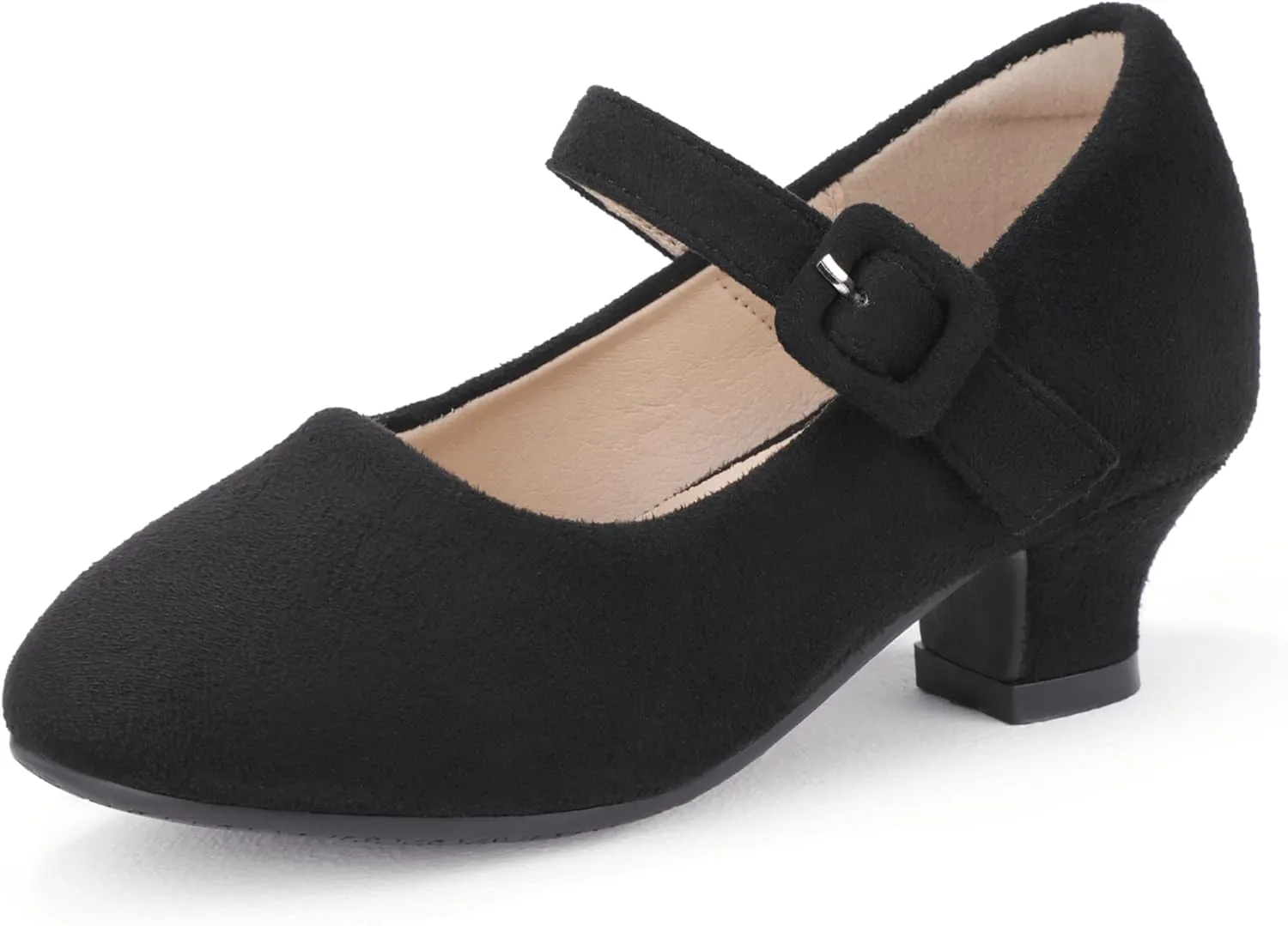 Hehainom Girls Dress Shoes Low Heels Mary Jane Flower Girl Wedding Party Communion Toddler Kids Heels