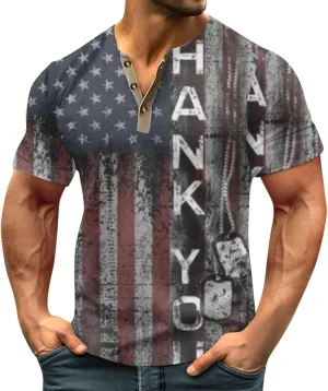Henley Shirts 4th of July Shirts Short Sleeve Star Striped Summer Shirts Graphic Tees