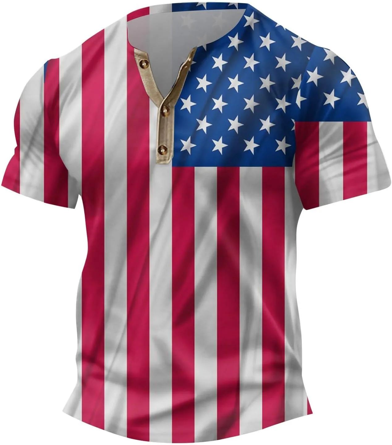Henley Shirts 4th of July Shirts Short Sleeve Star Striped Summer Shirts Graphic Tees