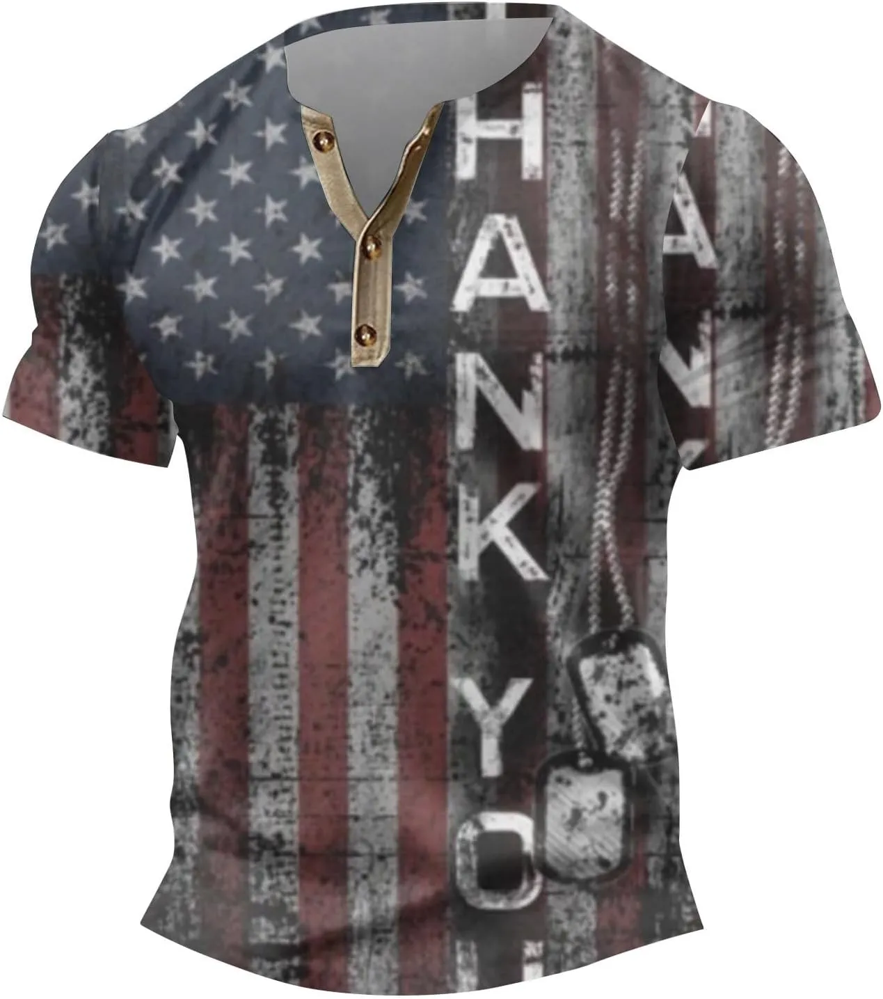 Henley Shirts 4th of July Shirts Short Sleeve Star Striped Summer Shirts Graphic Tees