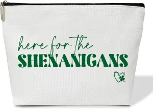 Here for The Shenanigans St Patrick's Day Bags Shamrock Make up Bags Irish Blessing Cosmetic Pouch with Zipper Saint Patricks Party Favors St Patricks Day Gifts for Women Friends JK0431