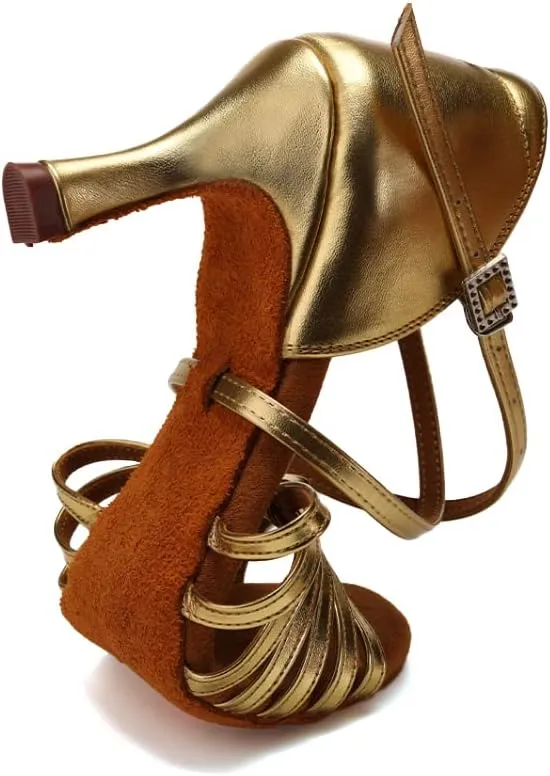 HIPPOSEUS Women's Professional Latin Dance Shoes Open Toe Ballroom Salsa Dance Heels,Model 1219