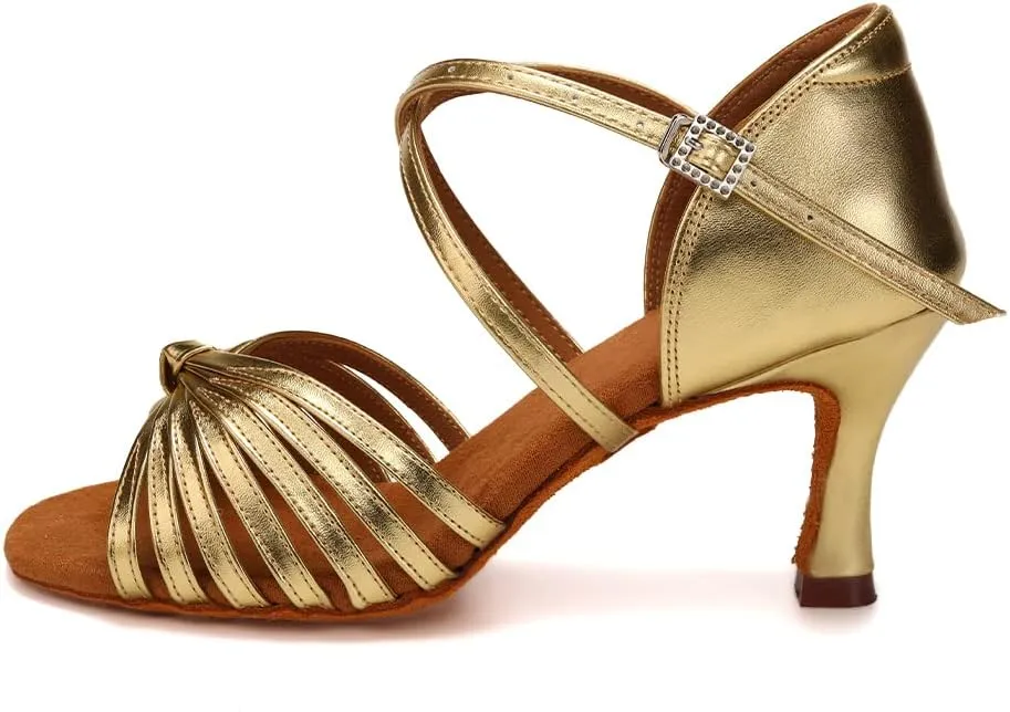 HIPPOSEUS Women's Professional Latin Dance Shoes Open Toe Ballroom Salsa Dance Heels,Model 1219