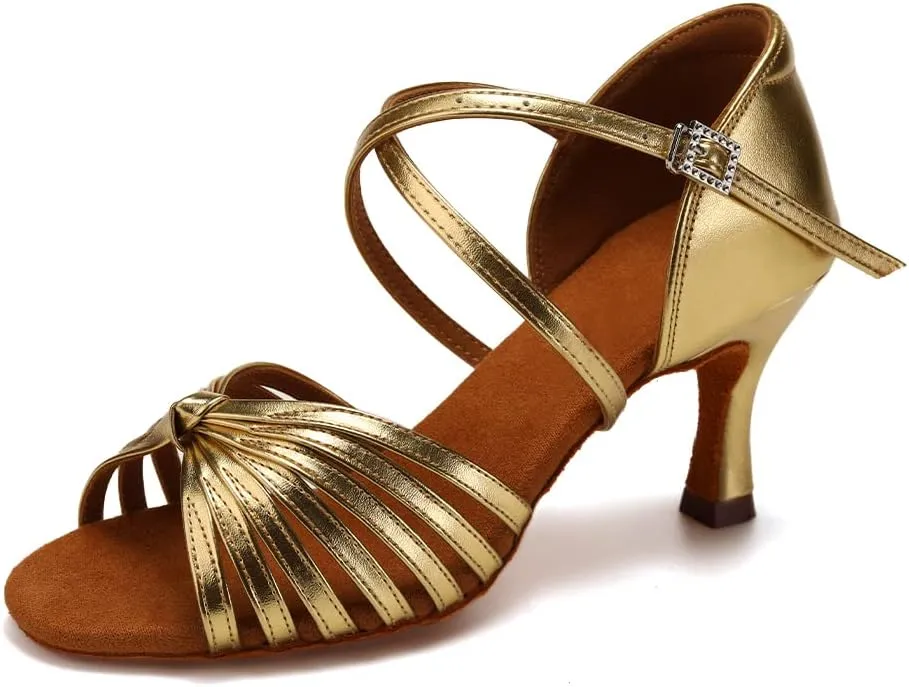 HIPPOSEUS Women's Professional Latin Dance Shoes Open Toe Ballroom Salsa Dance Heels,Model 1219