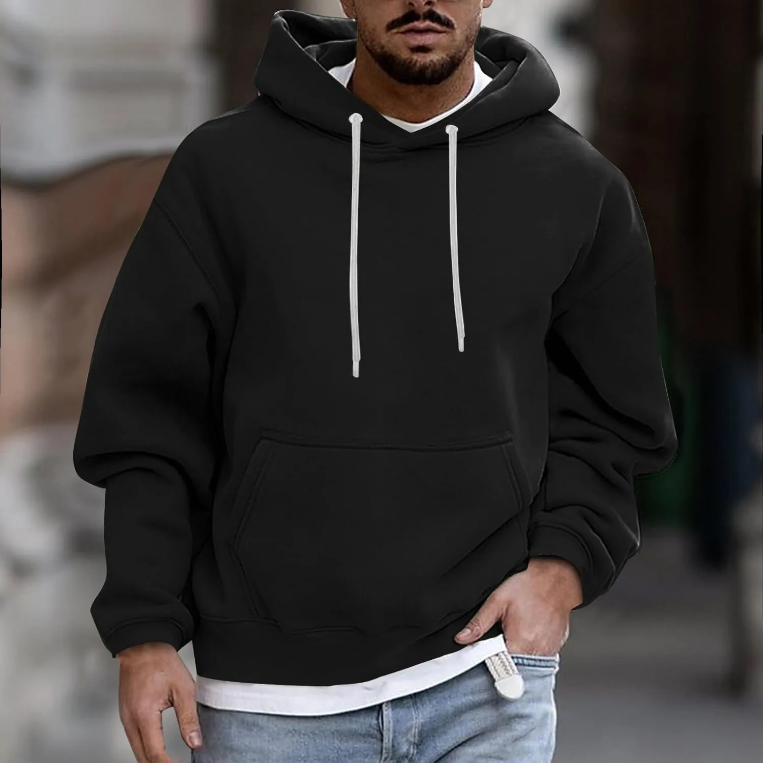 Hoodies for Men 2024 Men's Fleece Pullover Hoodie Loose Fit Ultra Soft Hooded Sweatshirt with Pockets