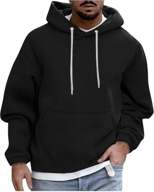 Hoodies for Men 2024 Men's Fleece Pullover Hoodie Loose Fit Ultra Soft Hooded Sweatshirt with Pockets