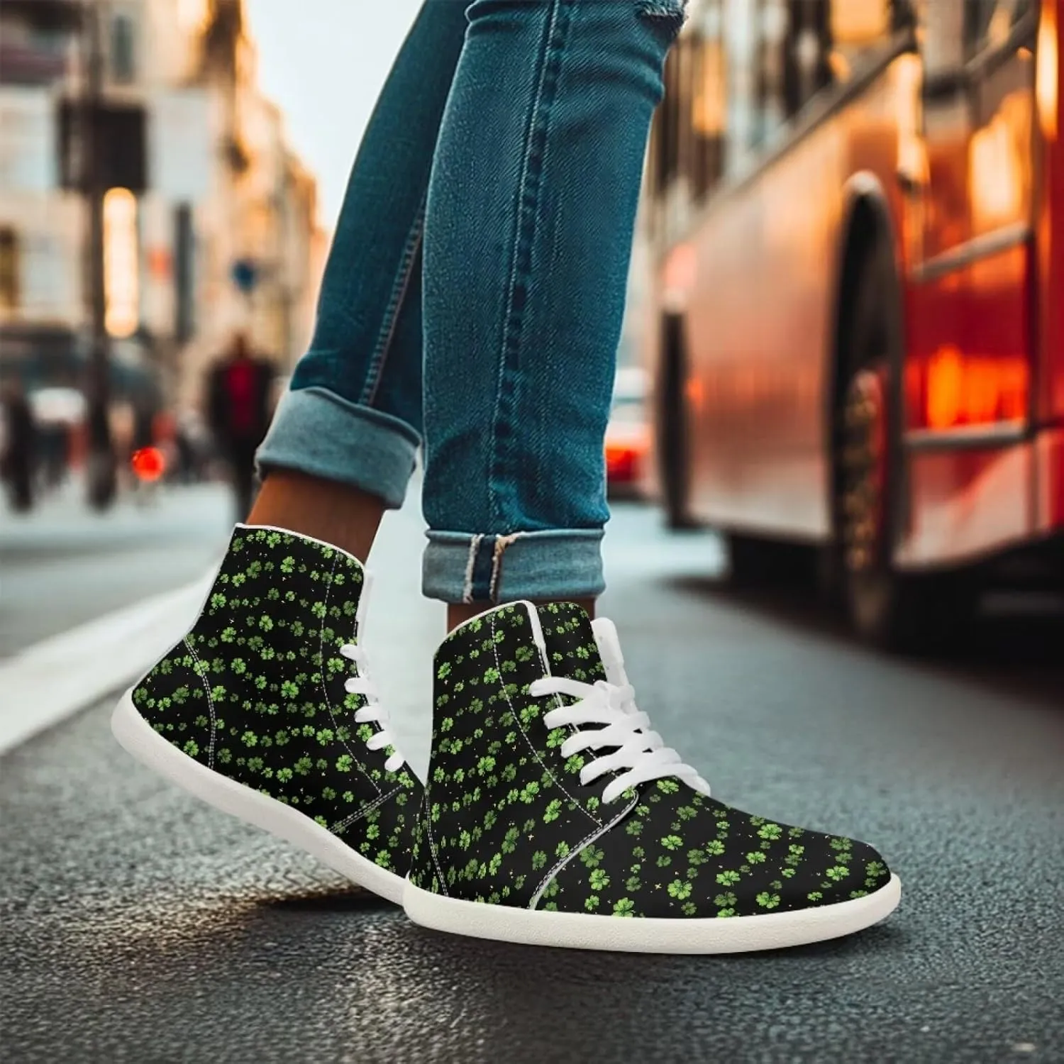 Howilath St. Patrick's Day Barefoot High Top Shoes Men Anti-Skid Sneaker, Wide Toe Box Running Shoes