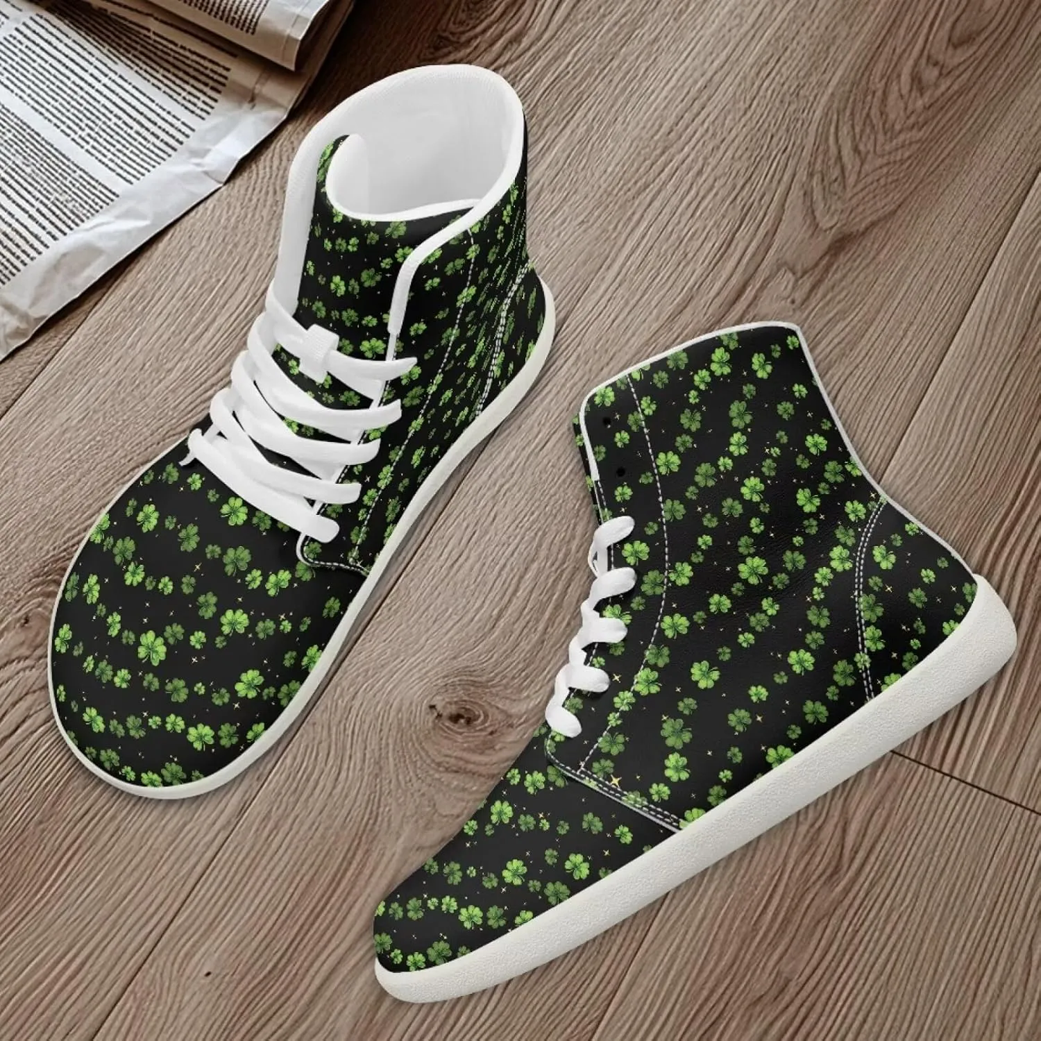 Howilath St. Patrick's Day Barefoot High Top Shoes Men Anti-Skid Sneaker, Wide Toe Box Running Shoes