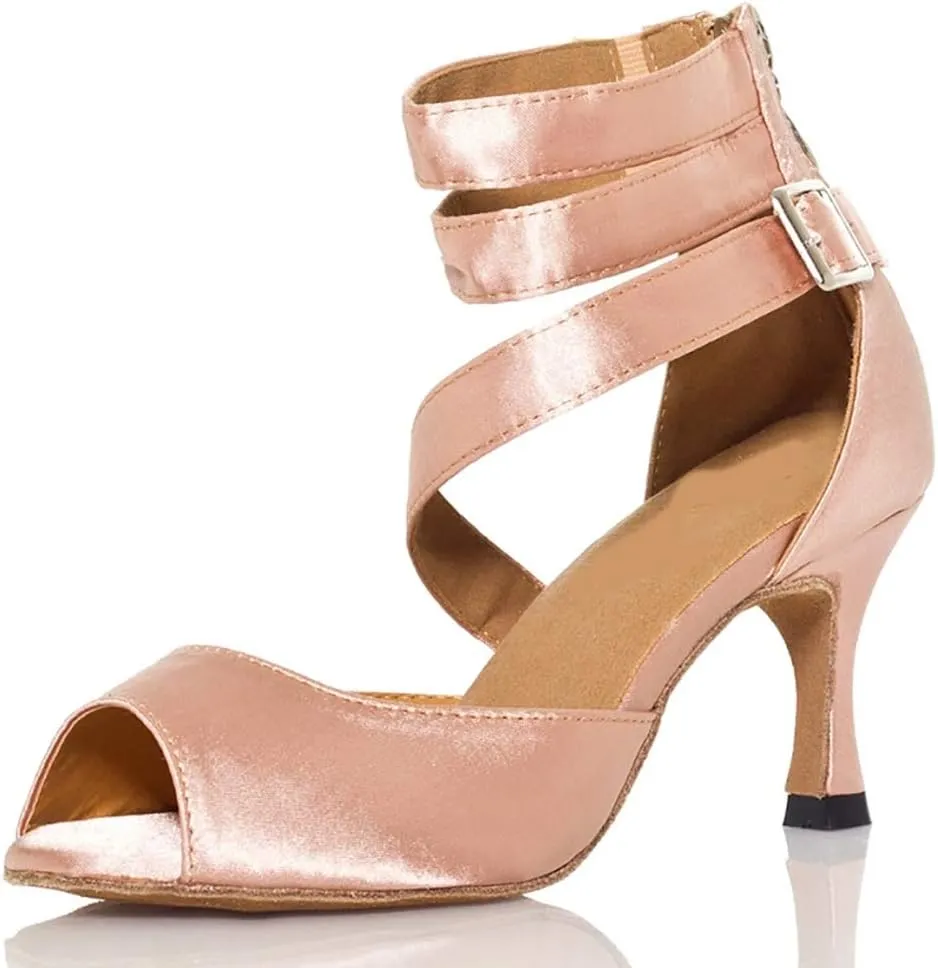 HROYL New Ballroom Dance Shoes Women Latin Dance Sandles Women Tango Salsa Performance Weding Dance Shoes,Model YCL014/025